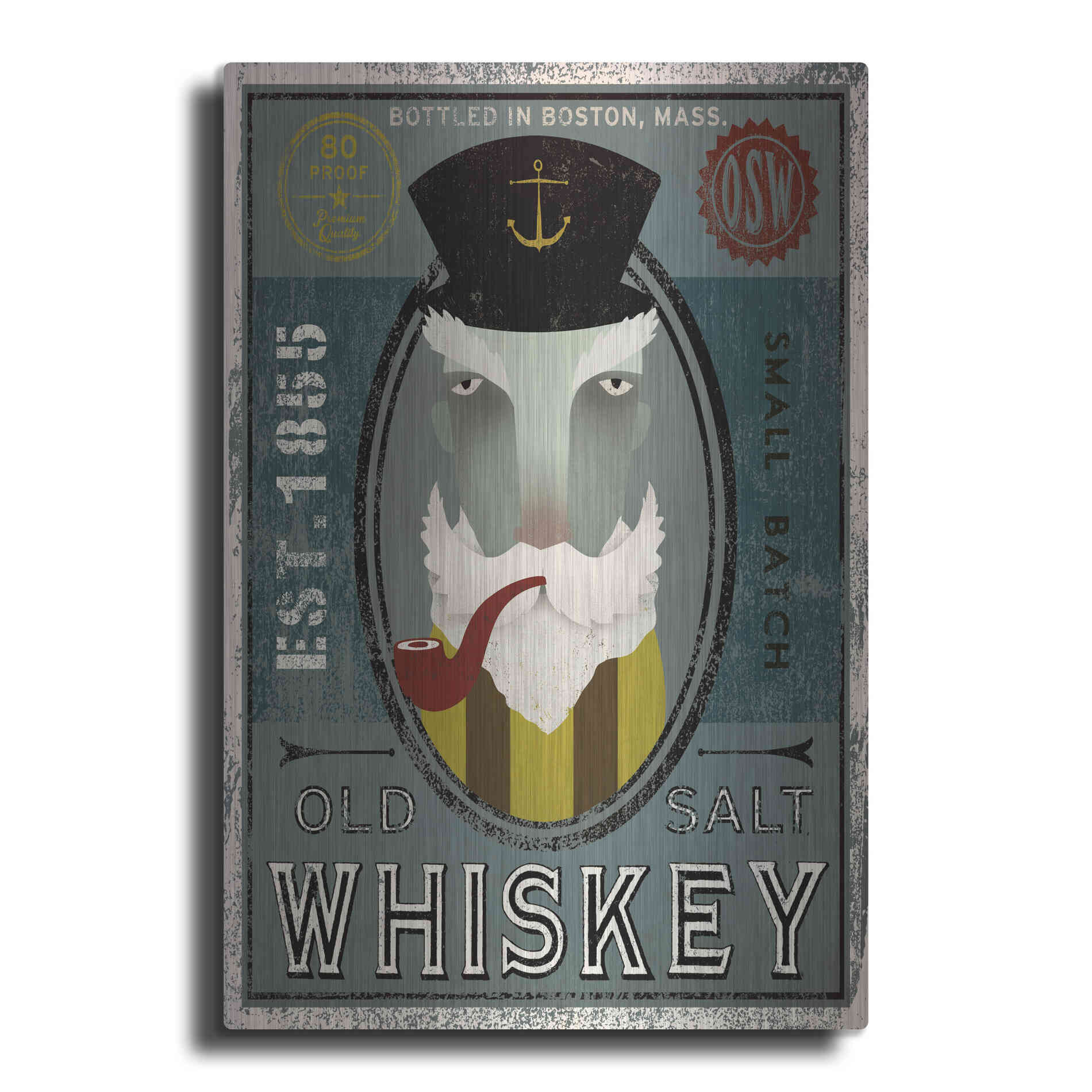 Luxe Metal Art 'Fisherman I Old Salt Whiskey' by Ryan Fowler, Metal Wall Art