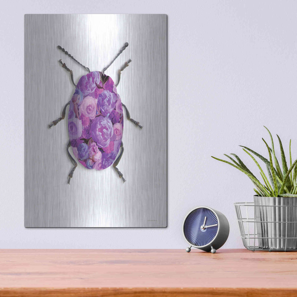 Luxe Metal Art 'Purple Camo' by Kamdon Kreations, Metal Wall Art,12x16