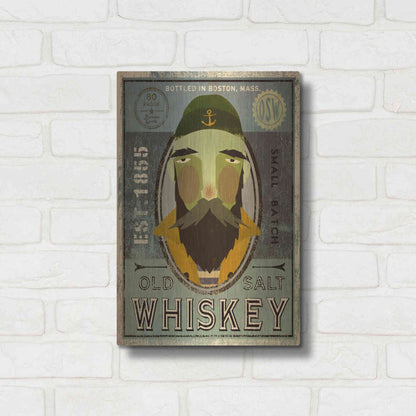 Luxe Metal Art 'Fisherman V Old Salt Whiskey' by Ryan Fowler, Metal Wall Art,12x16