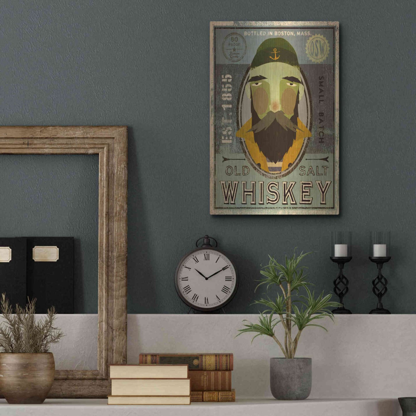 Luxe Metal Art 'Fisherman V Old Salt Whiskey' by Ryan Fowler, Metal Wall Art,12x16