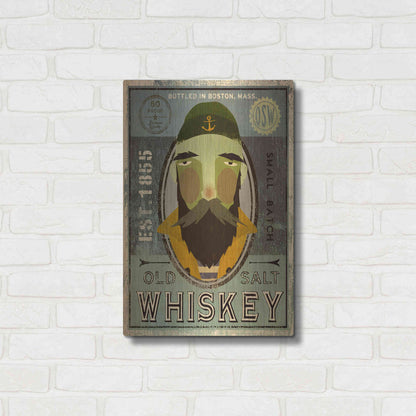 Luxe Metal Art 'Fisherman V Old Salt Whiskey' by Ryan Fowler, Metal Wall Art,16x24