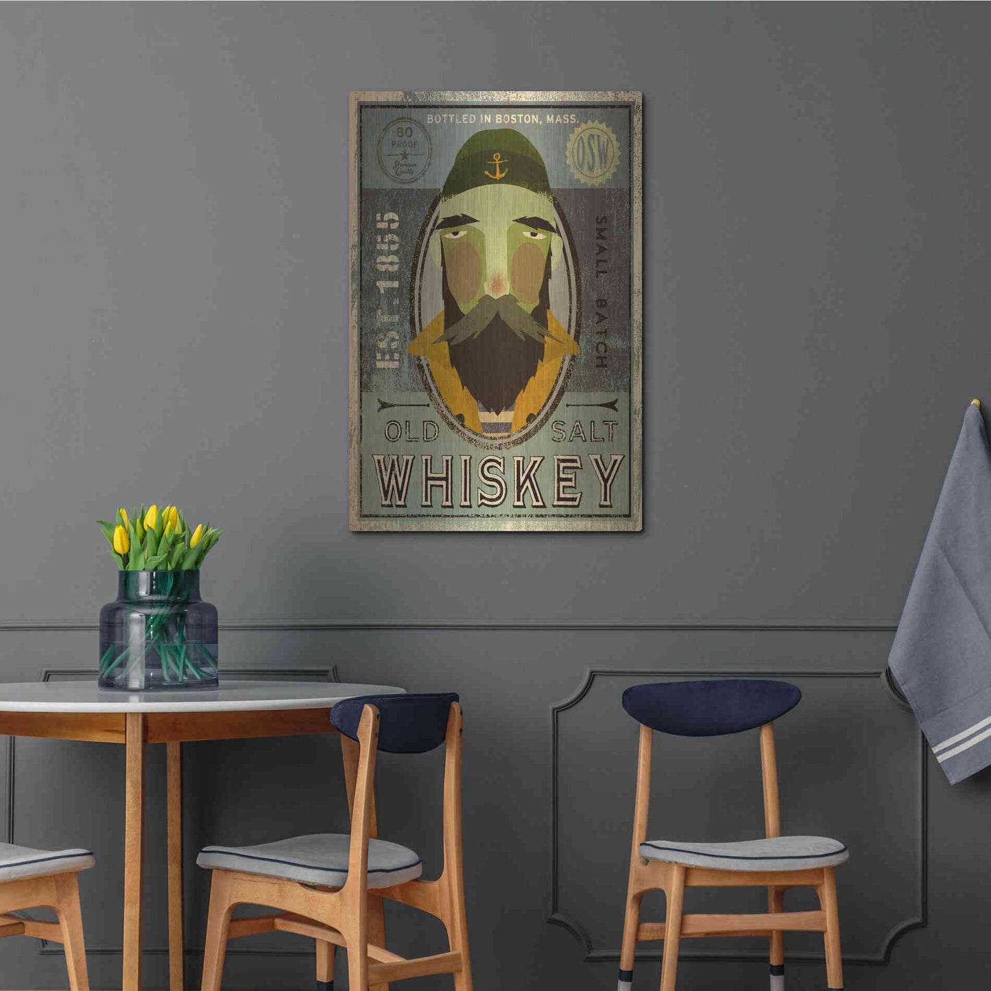 Luxe Metal Art 'Fisherman V Old Salt Whiskey' by Ryan Fowler, Metal Wall Art,24x36