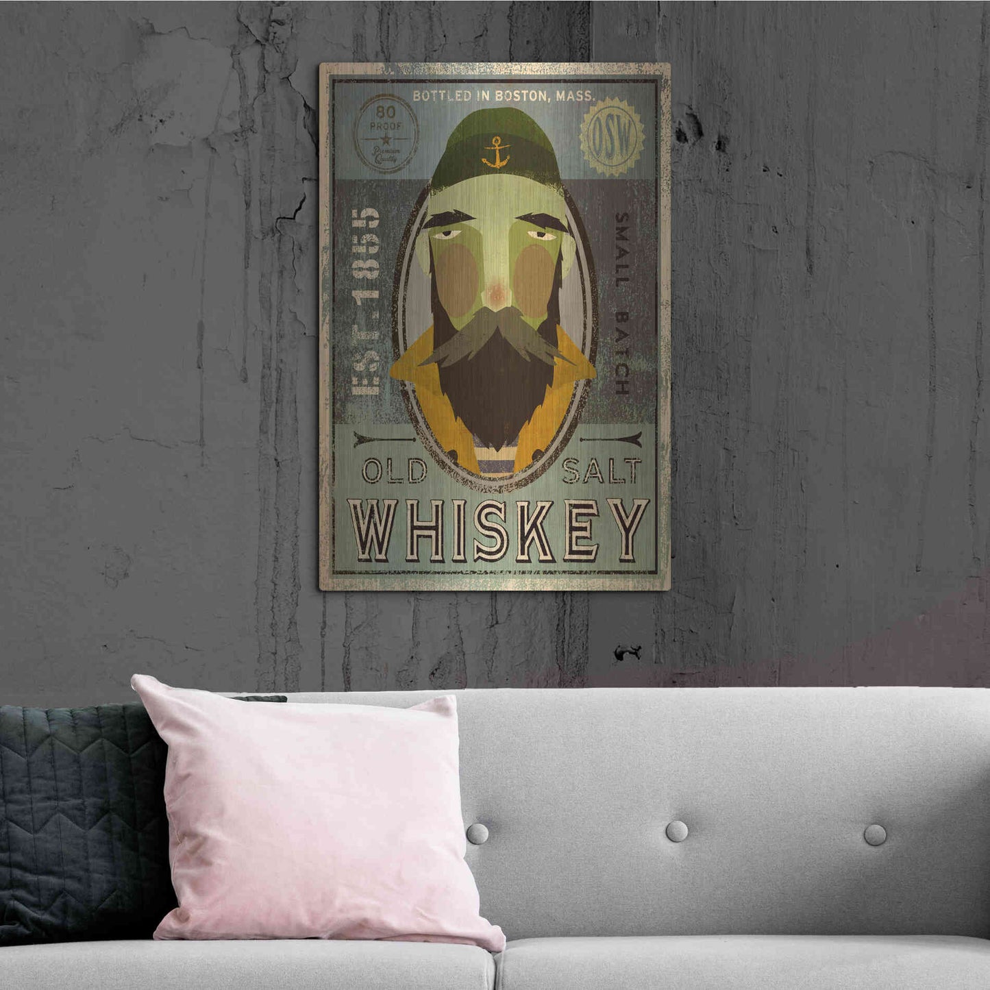 Luxe Metal Art 'Fisherman V Old Salt Whiskey' by Ryan Fowler, Metal Wall Art,24x36