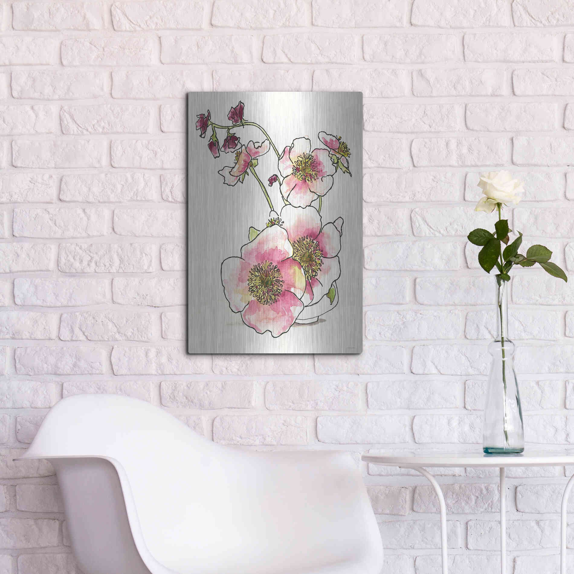 Luxe Metal Art 'Sweetness in a Small Vase' by Kamdon Kreations, Metal Wall Art,16x24