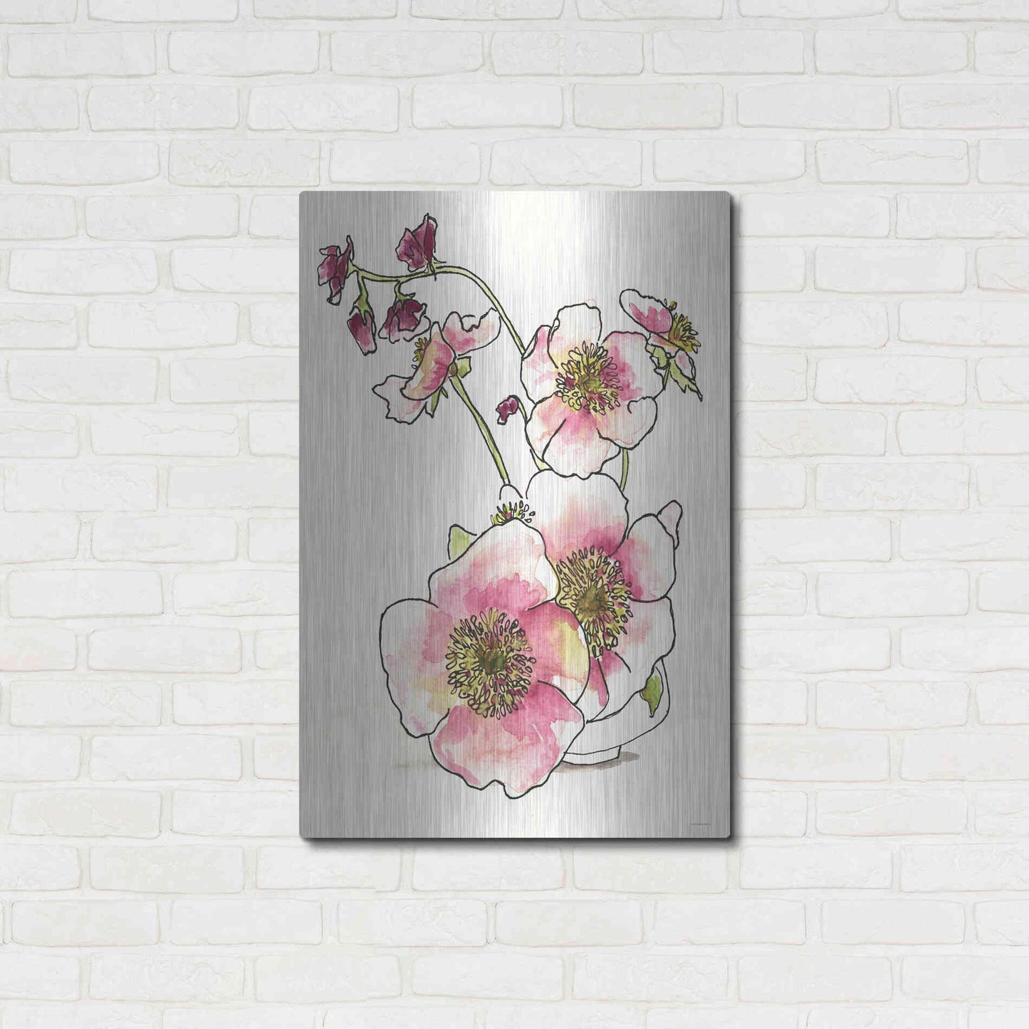 Luxe Metal Art 'Sweetness in a Small Vase' by Kamdon Kreations, Metal Wall Art,24x36