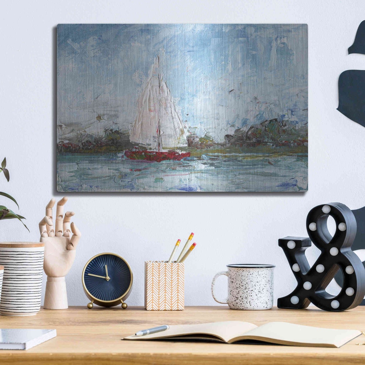 Luxe Metal Art 'Here We Go a Sailing' by Kamdon Kreations, Metal Wall Art,16x12