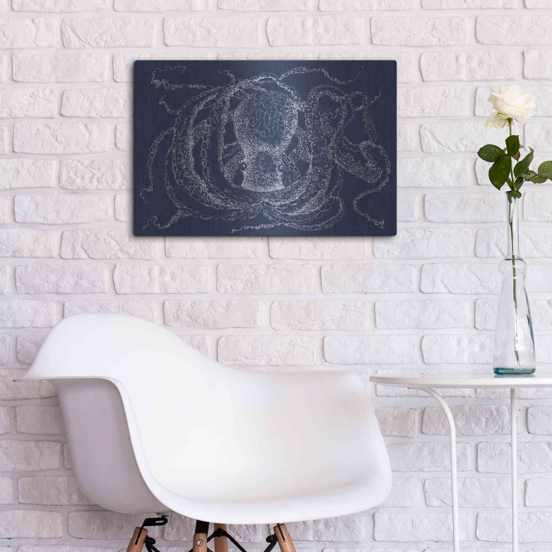 Luxe Metal Art 'Octo Scribble' by Kamdon Kreations, Metal Wall Art,24x16