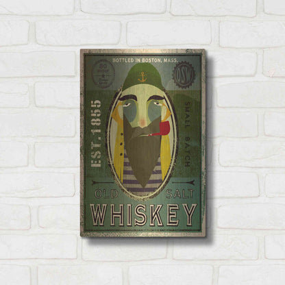 Luxe Metal Art 'Fisherman VII Old Salt Whiskey' by Ryan Fowler, Metal Wall Art,12x16