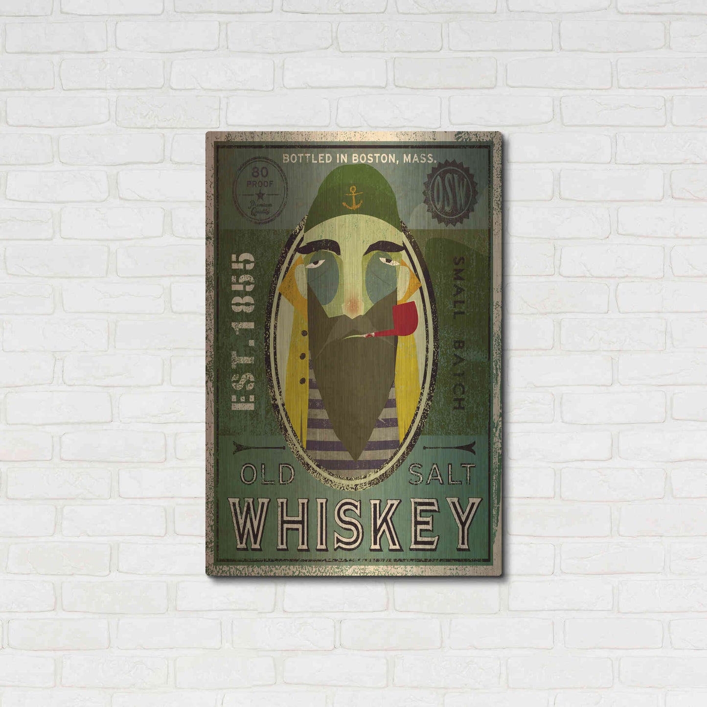 Luxe Metal Art 'Fisherman VII Old Salt Whiskey' by Ryan Fowler, Metal Wall Art,24x36