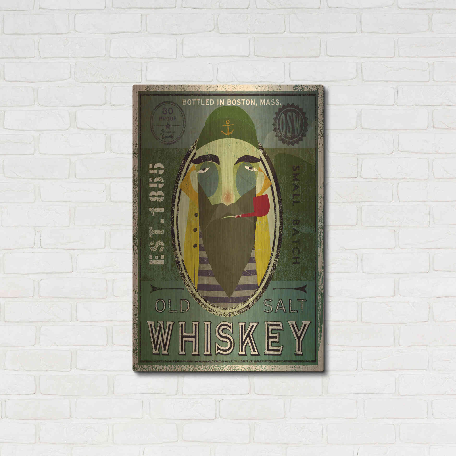 Luxe Metal Art 'Fisherman VII Old Salt Whiskey' by Ryan Fowler, Metal Wall Art,24x36