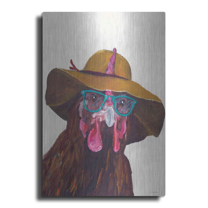 Luxe Metal Art 'Don't Be a Chicken Just Wear the Glasses' by Kamdon Kreations, Metal Wall Art