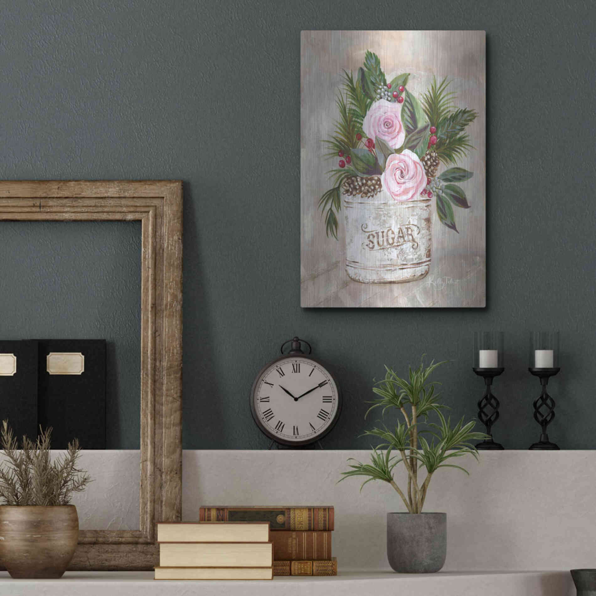 Luxe Metal Art 'Christmas Sugar Bouquet' by Kelley Talent, Metal Wall Art,12x16