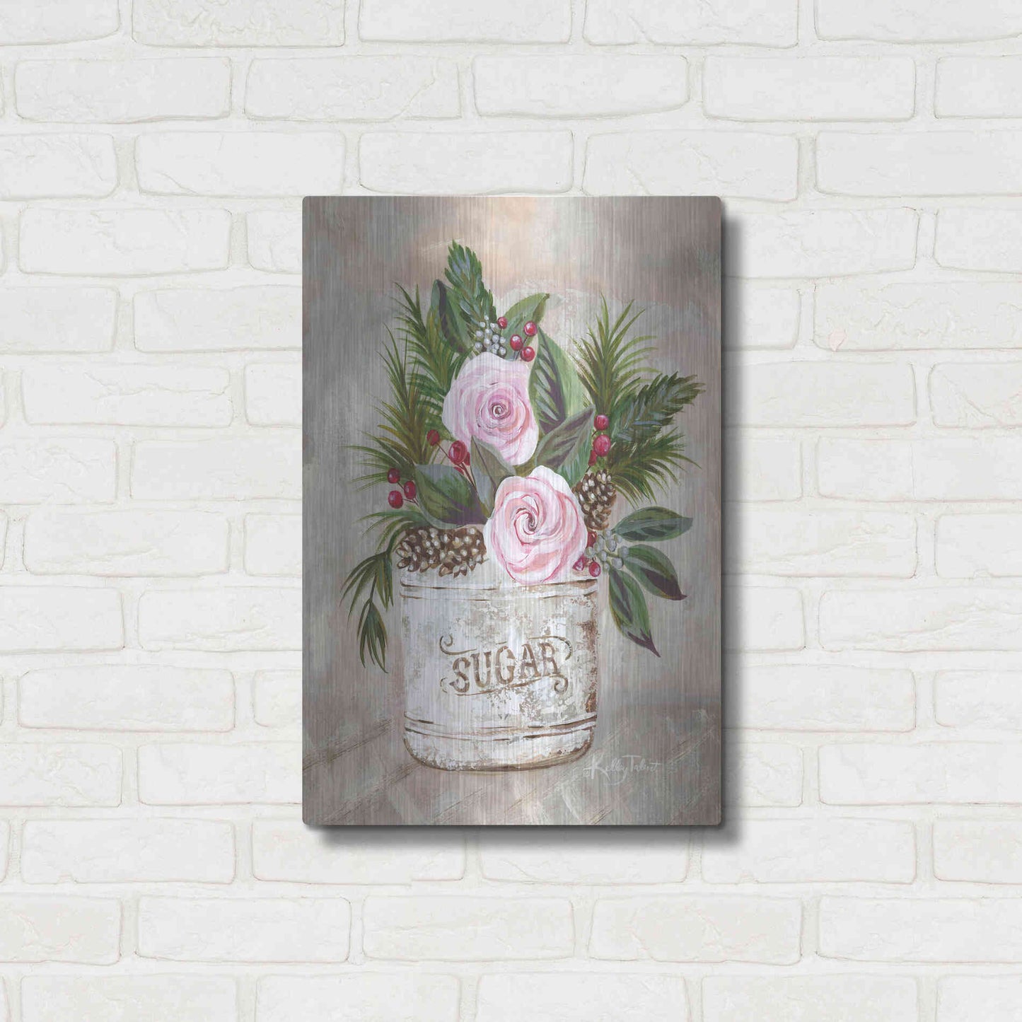 Luxe Metal Art 'Christmas Sugar Bouquet' by Kelley Talent, Metal Wall Art,16x24