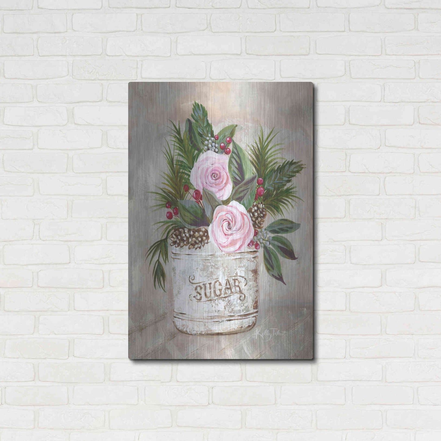 Luxe Metal Art 'Christmas Sugar Bouquet' by Kelley Talent, Metal Wall Art,24x36