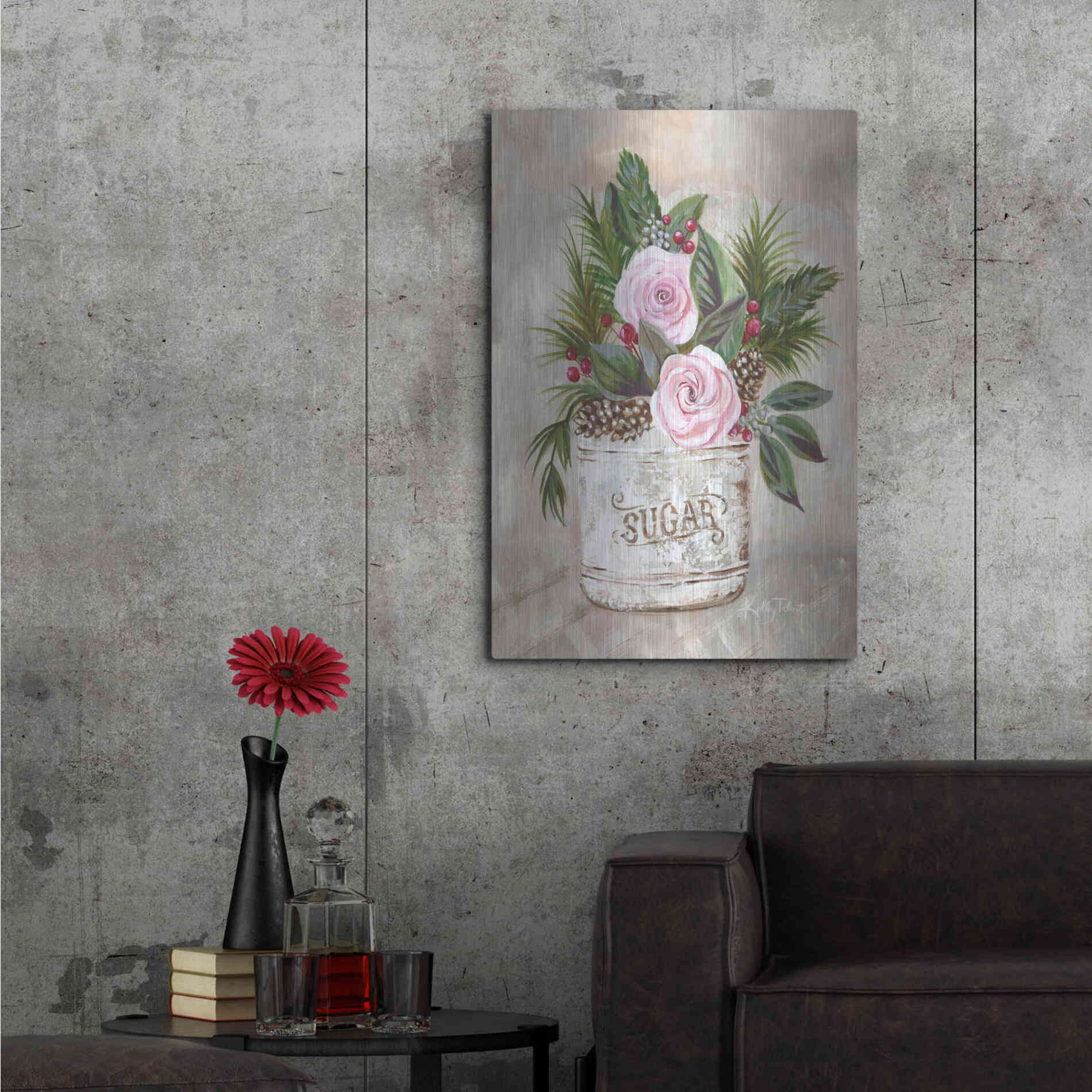 Luxe Metal Art 'Christmas Sugar Bouquet' by Kelley Talent, Metal Wall Art,24x36