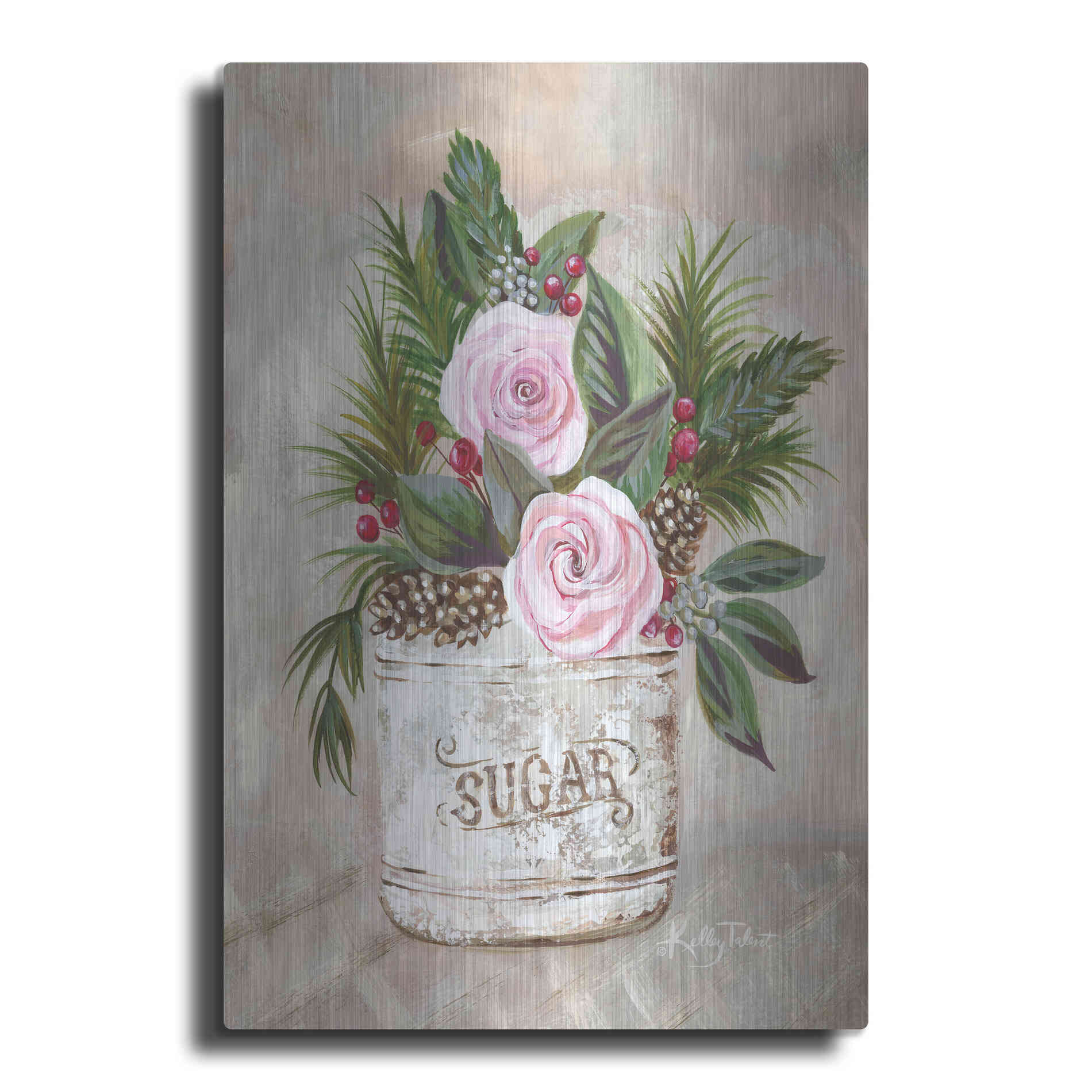 Luxe Metal Art 'Christmas Sugar Bouquet' by Kelley Talent, Metal Wall Art