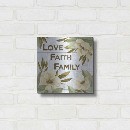 Luxe Metal Art 'Love, Faith, Family' by Kelley Talent, Metal Wall Art,12x12