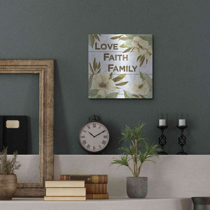 Luxe Metal Art 'Love, Faith, Family' by Kelley Talent, Metal Wall Art,12x12