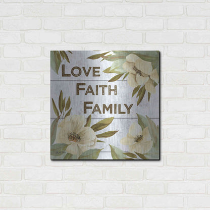Luxe Metal Art 'Love, Faith, Family' by Kelley Talent, Metal Wall Art,24x24