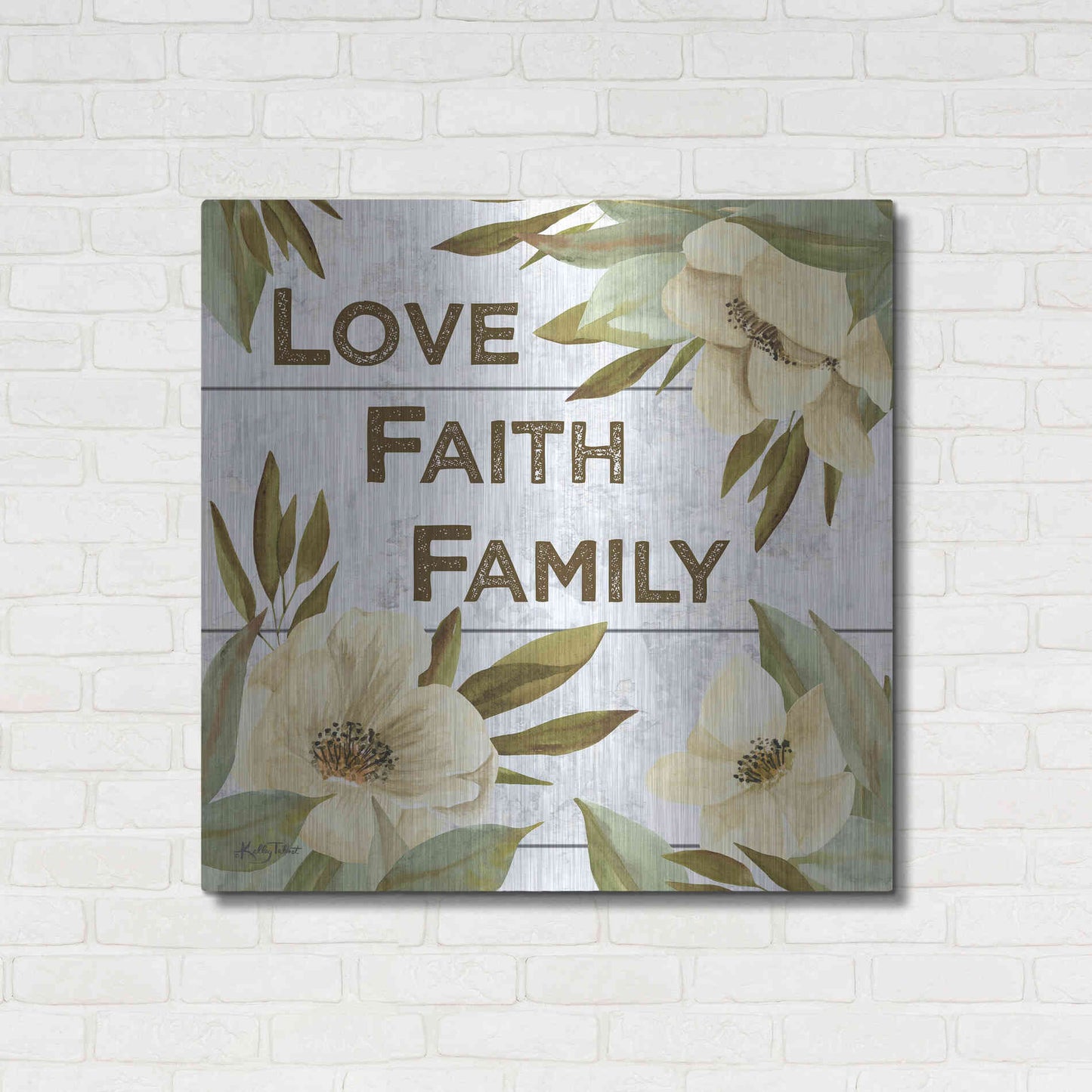 Luxe Metal Art 'Love, Faith, Family' by Kelley Talent, Metal Wall Art,36x36