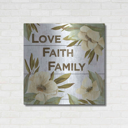 Luxe Metal Art 'Love, Faith, Family' by Kelley Talent, Metal Wall Art,36x36
