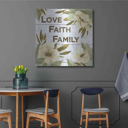 Luxe Metal Art 'Love, Faith, Family' by Kelley Talent, Metal Wall Art,36x36