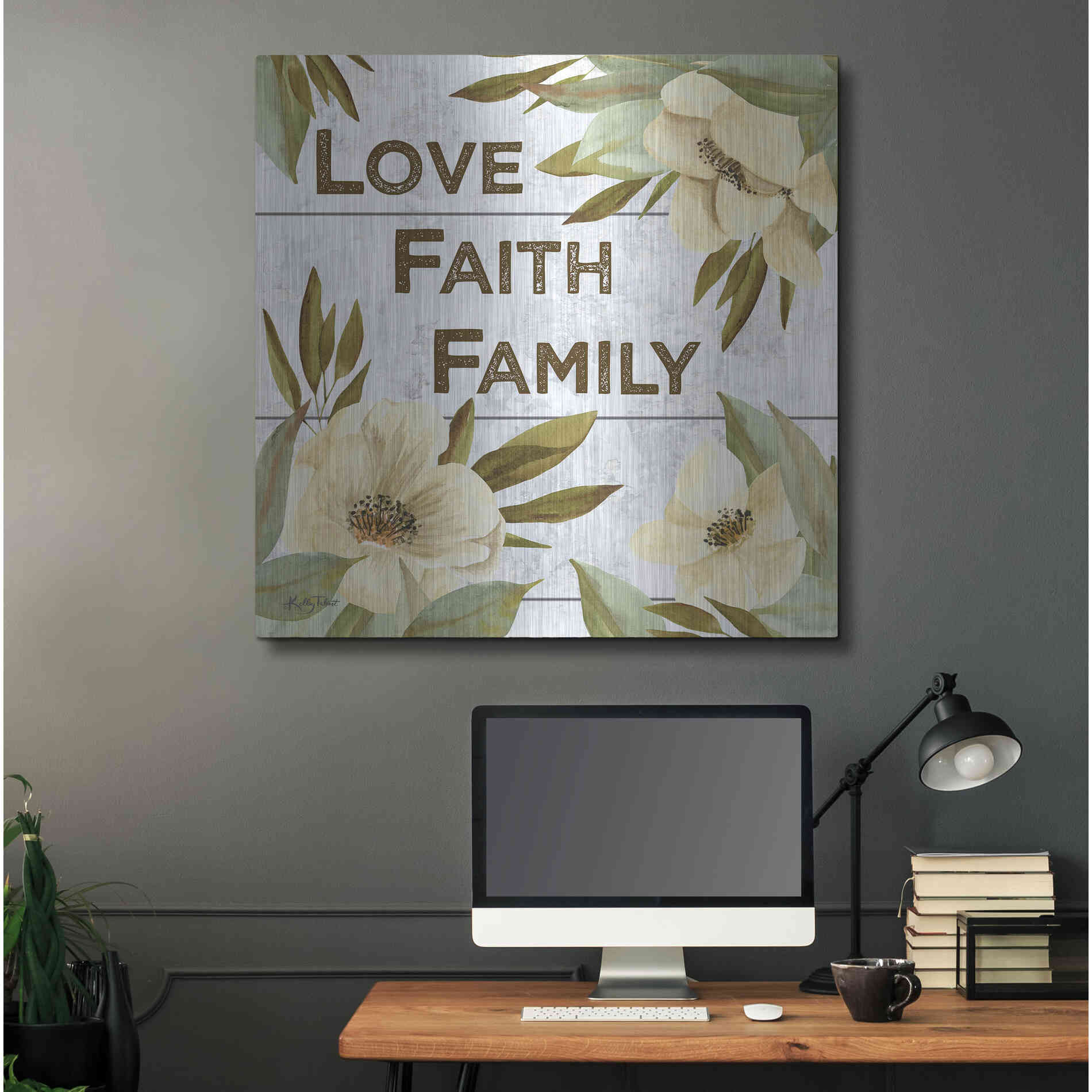Luxe Metal Art 'Love, Faith, Family' by Kelley Talent, Metal Wall Art,36x36