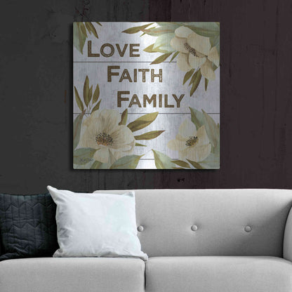 Luxe Metal Art 'Love, Faith, Family' by Kelley Talent, Metal Wall Art,36x36