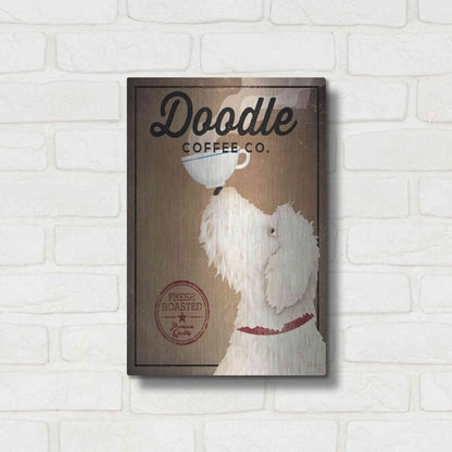 Luxe Metal Art 'Doodle Coffee' by Ryan Fowler, Metal Wall Art,12x16