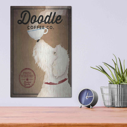 Luxe Metal Art 'Doodle Coffee' by Ryan Fowler, Metal Wall Art,12x16