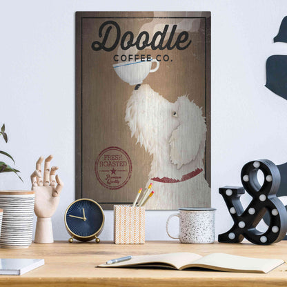 Luxe Metal Art 'Doodle Coffee' by Ryan Fowler, Metal Wall Art,12x16