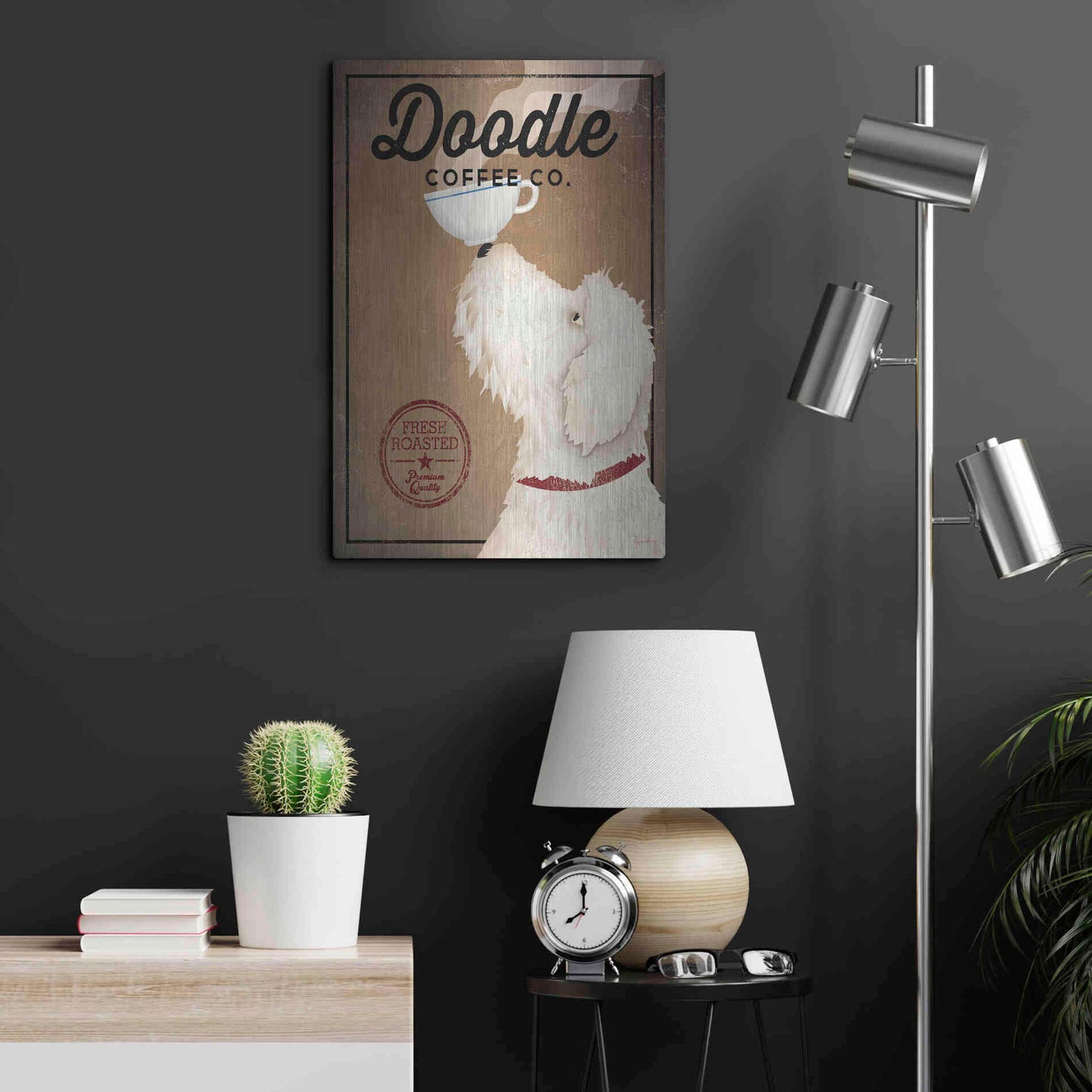 Luxe Metal Art 'Doodle Coffee' by Ryan Fowler, Metal Wall Art,16x24