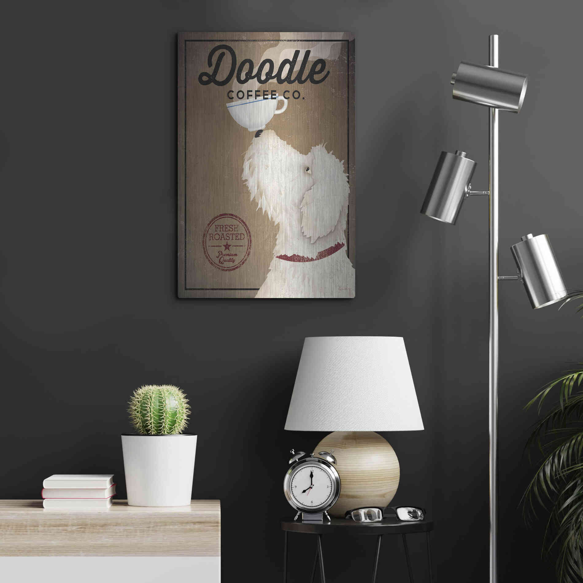 Luxe Metal Art 'Doodle Coffee' by Ryan Fowler, Metal Wall Art,16x24