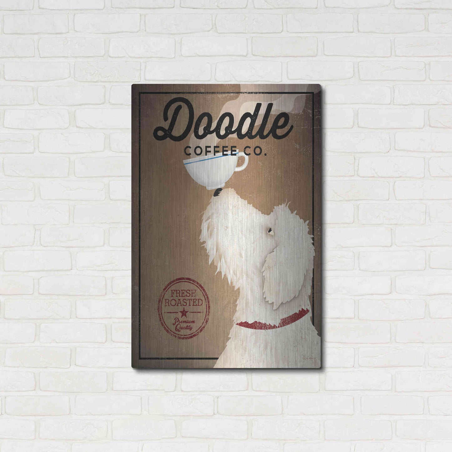 Luxe Metal Art 'Doodle Coffee' by Ryan Fowler, Metal Wall Art,24x36