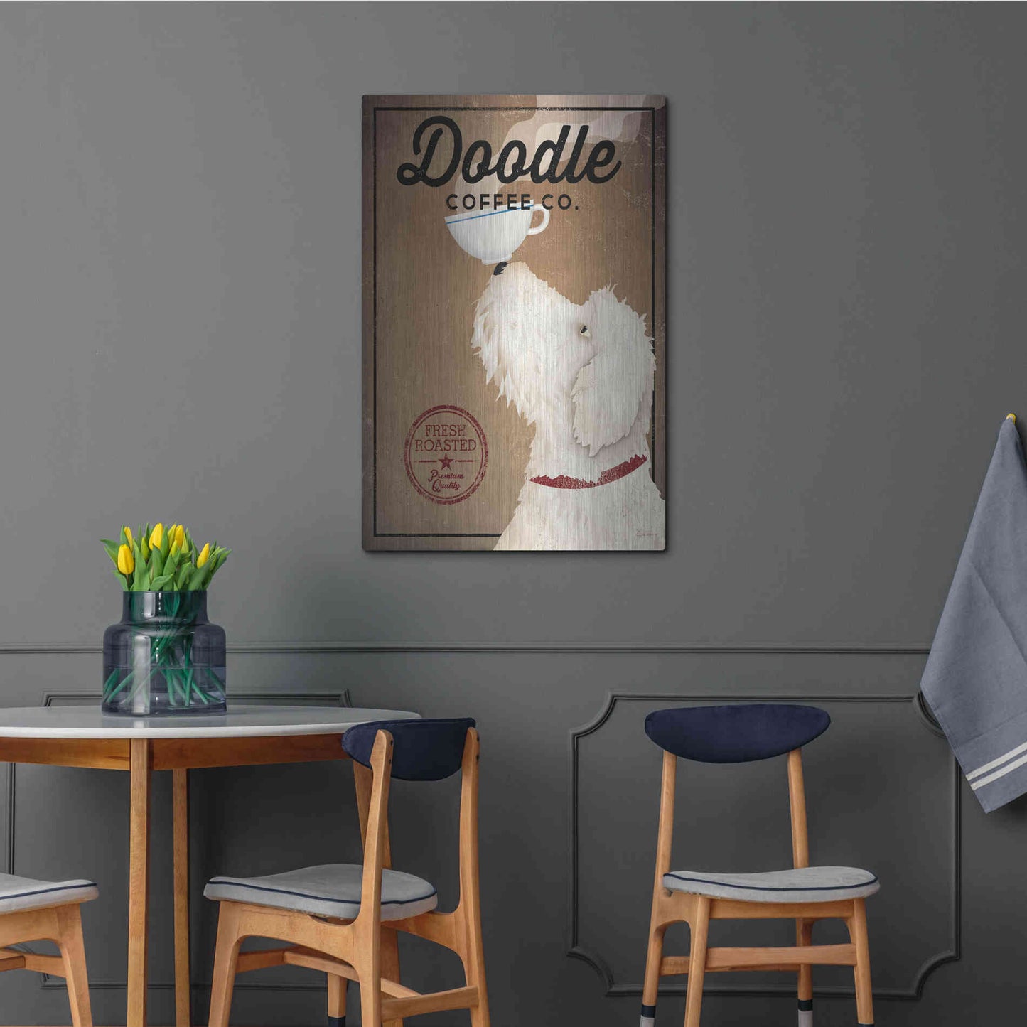 Luxe Metal Art 'Doodle Coffee' by Ryan Fowler, Metal Wall Art,24x36