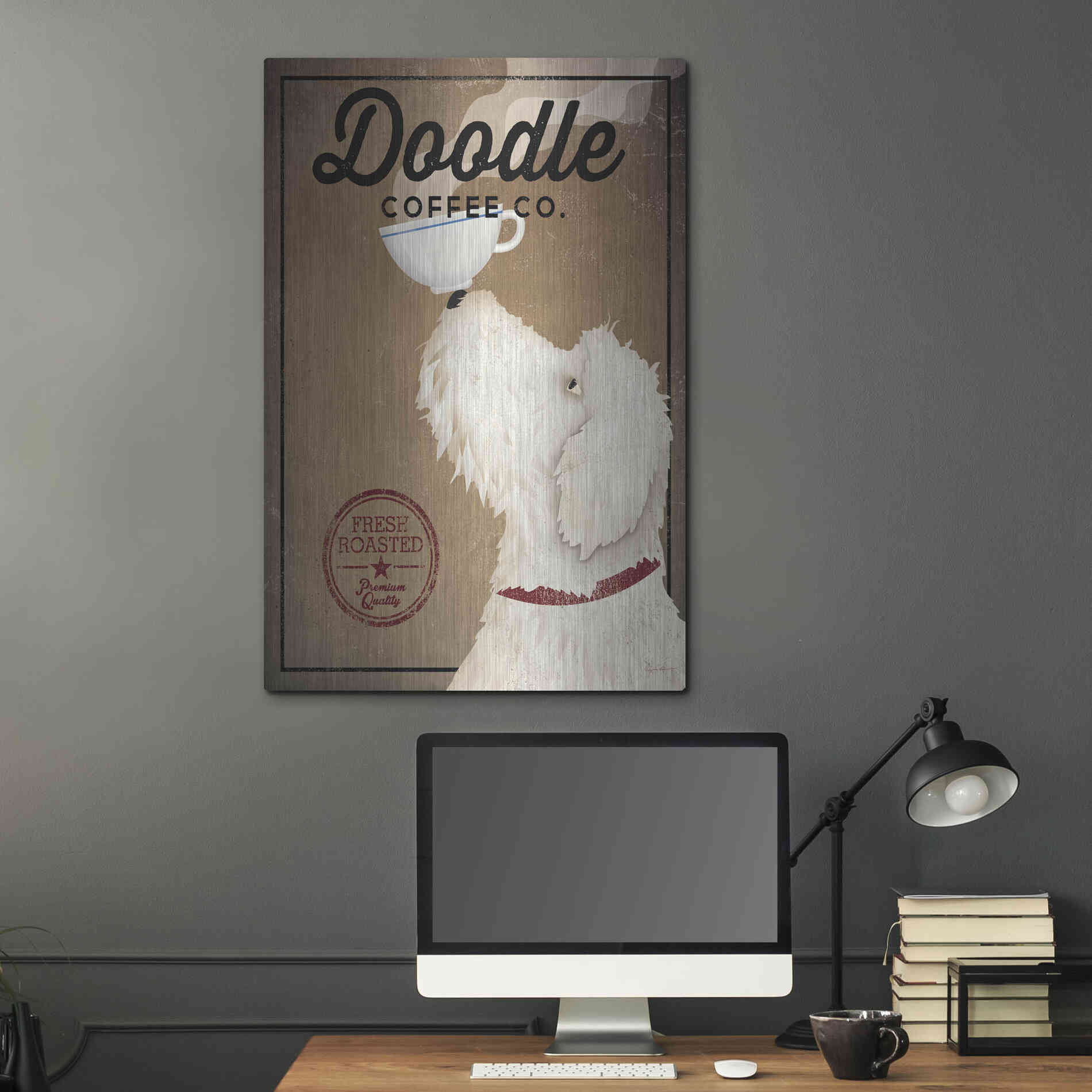 Luxe Metal Art 'Doodle Coffee' by Ryan Fowler, Metal Wall Art,24x36