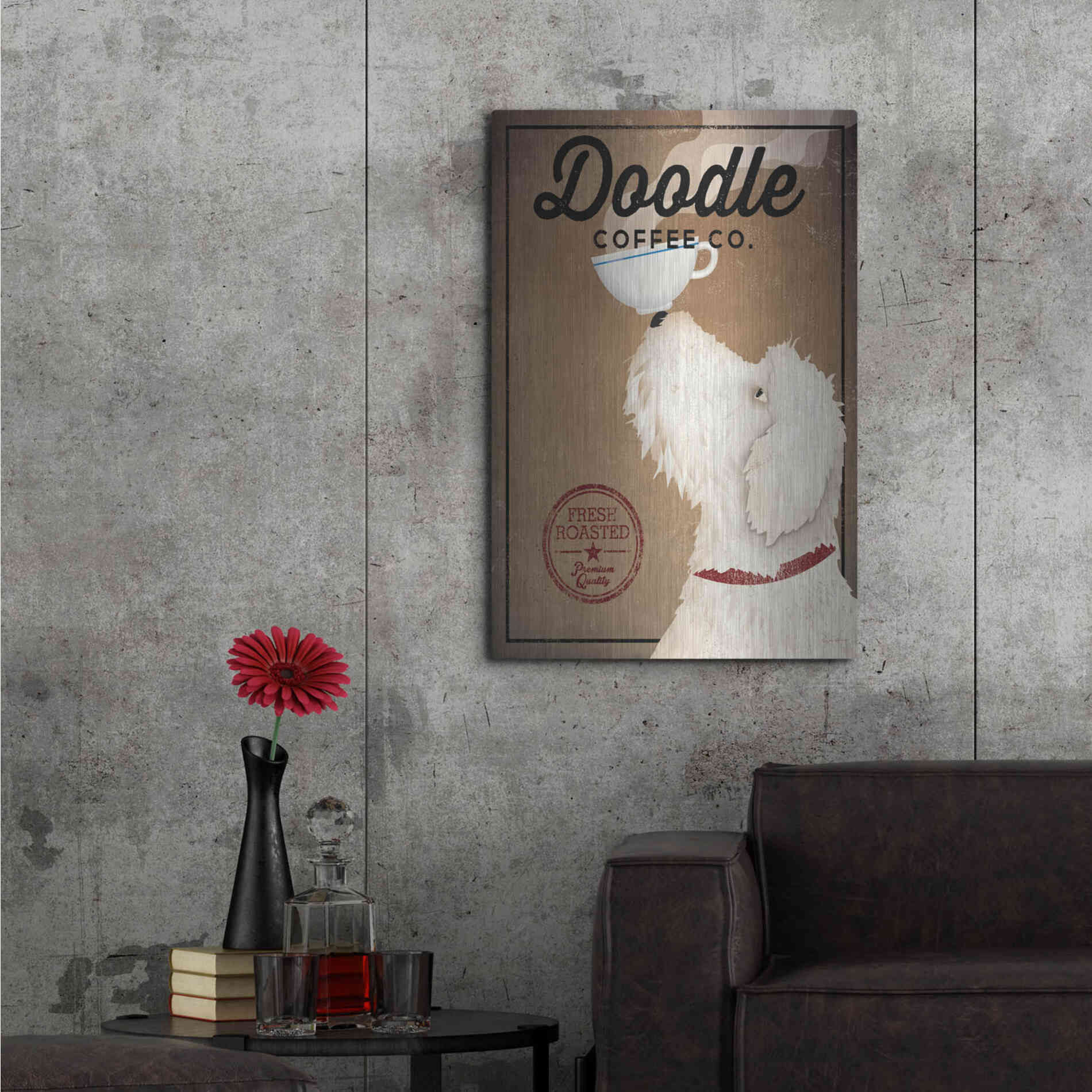 Luxe Metal Art 'Doodle Coffee' by Ryan Fowler, Metal Wall Art,24x36