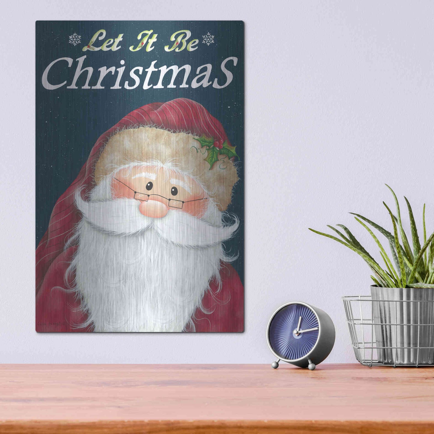 Luxe Metal Art 'Let It Be Christmas' by Lisa Kennedy, Metal Wall Art,12x16