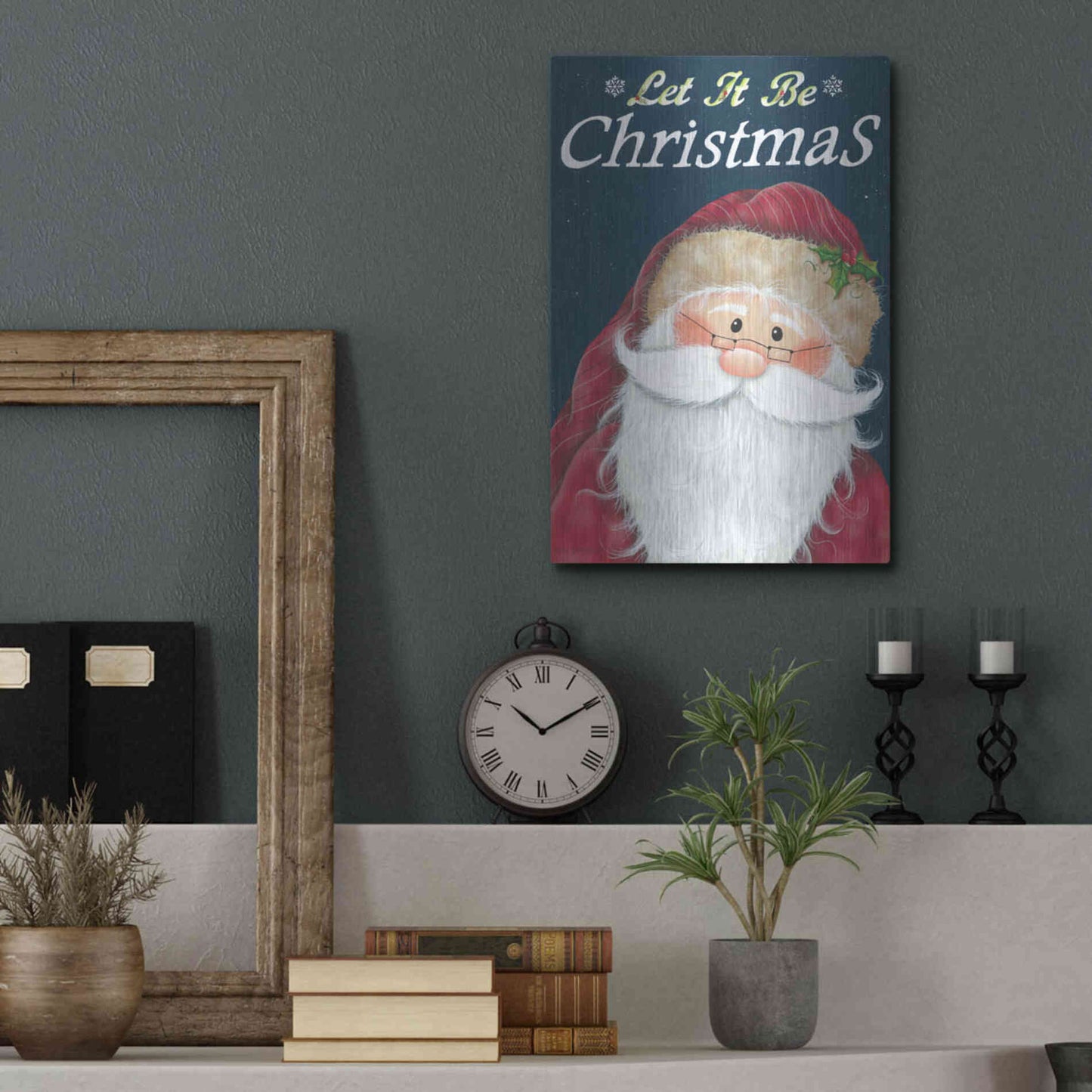 Luxe Metal Art 'Let It Be Christmas' by Lisa Kennedy, Metal Wall Art,12x16