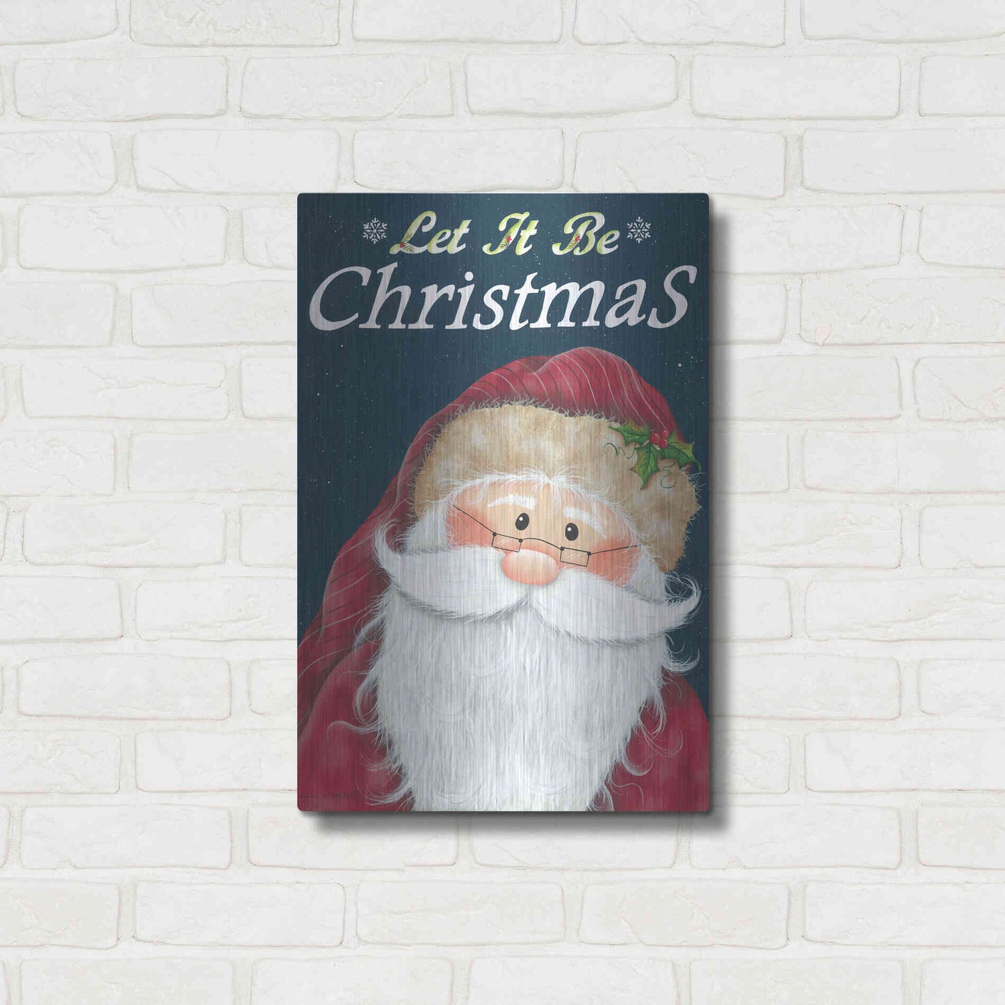 Luxe Metal Art 'Let It Be Christmas' by Lisa Kennedy, Metal Wall Art,16x24