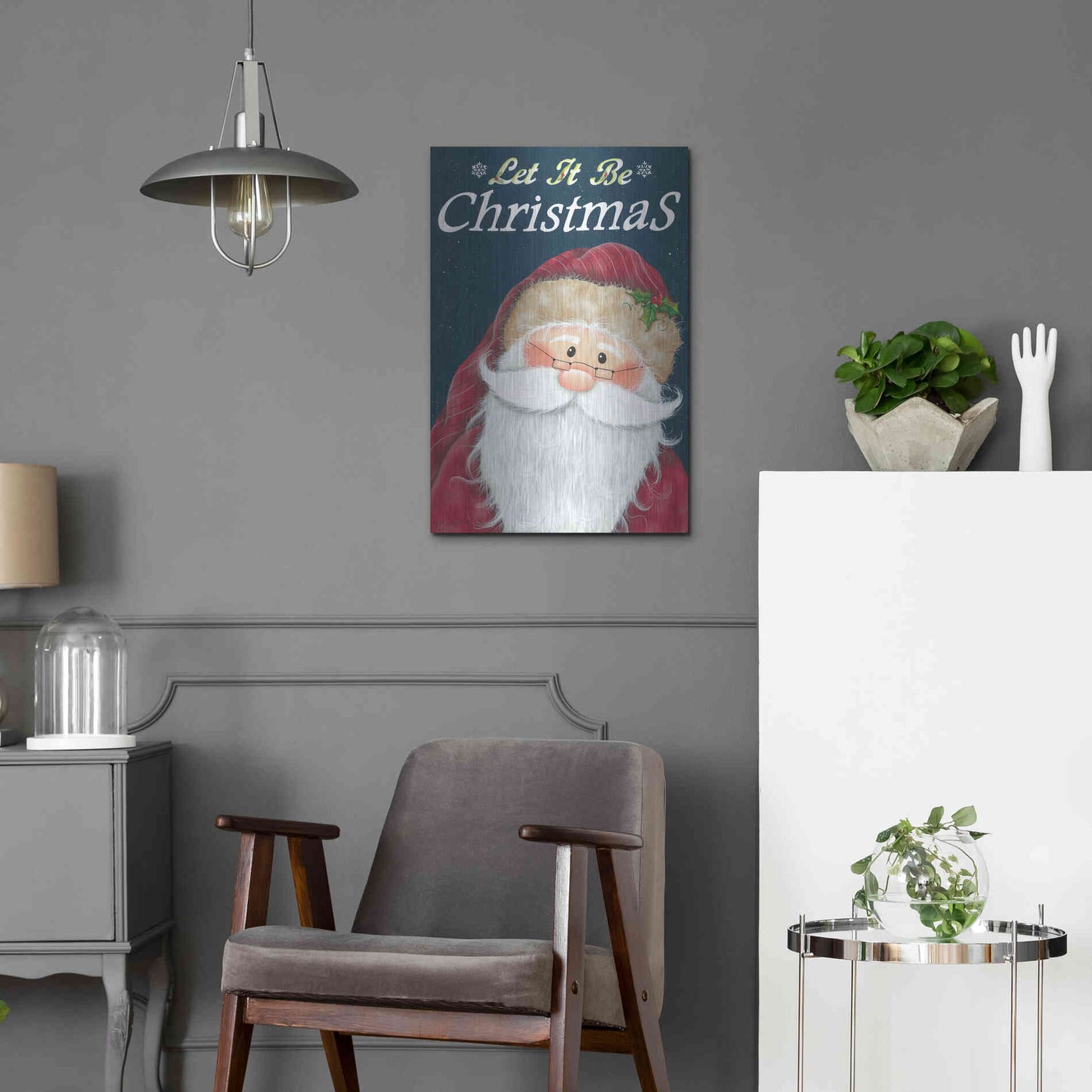 Luxe Metal Art 'Let It Be Christmas' by Lisa Kennedy, Metal Wall Art,16x24