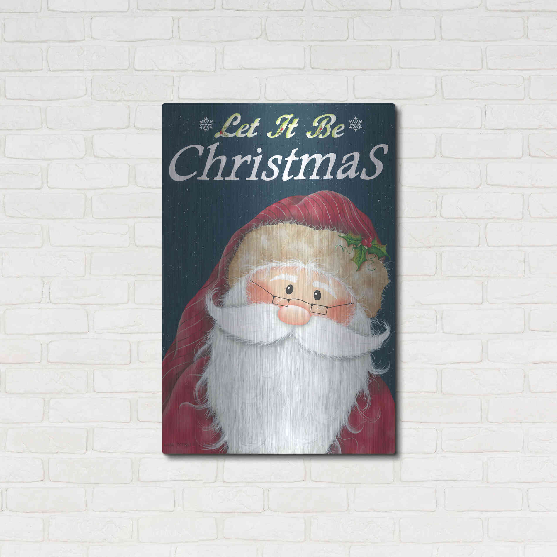 Luxe Metal Art 'Let It Be Christmas' by Lisa Kennedy, Metal Wall Art,24x36