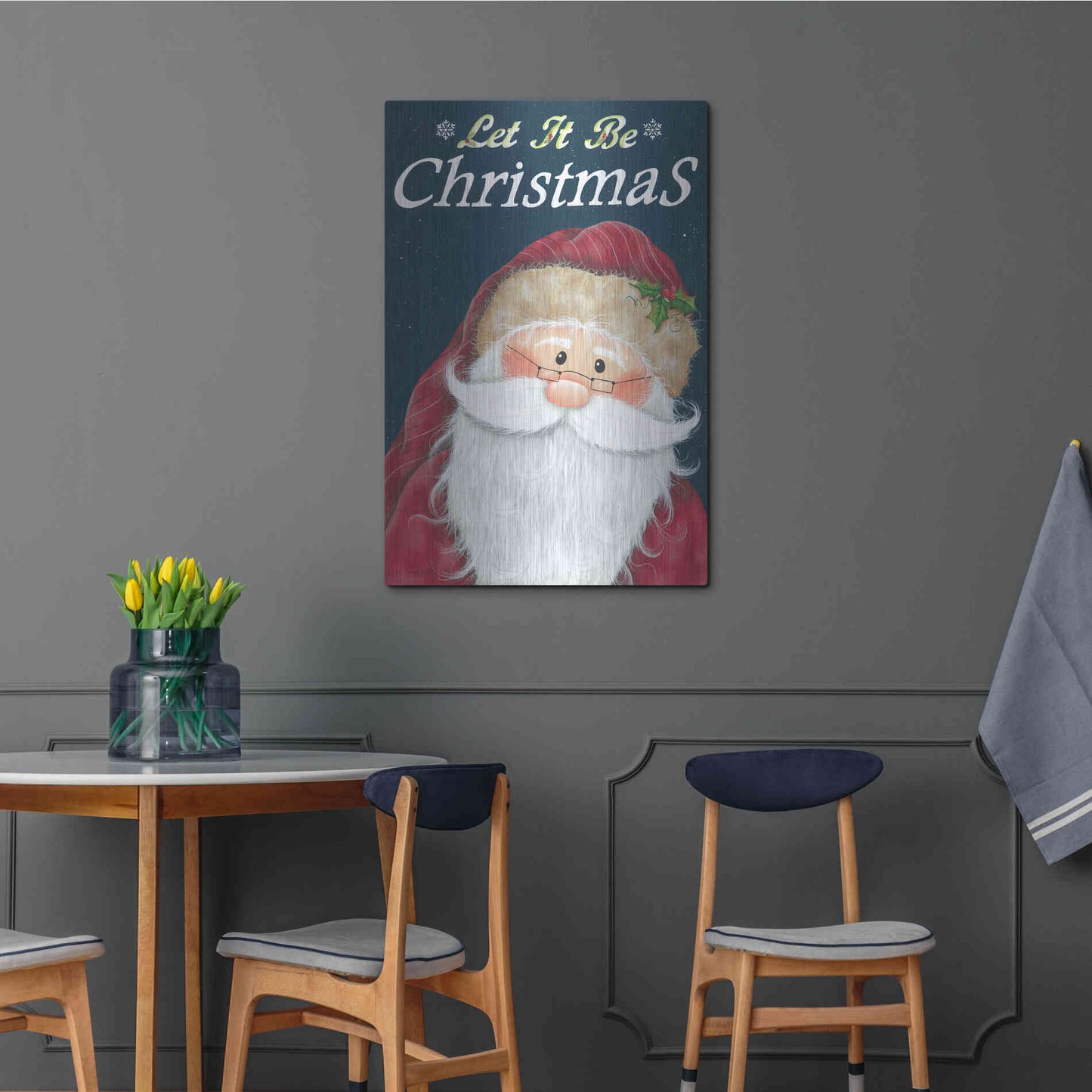 Luxe Metal Art 'Let It Be Christmas' by Lisa Kennedy, Metal Wall Art,24x36