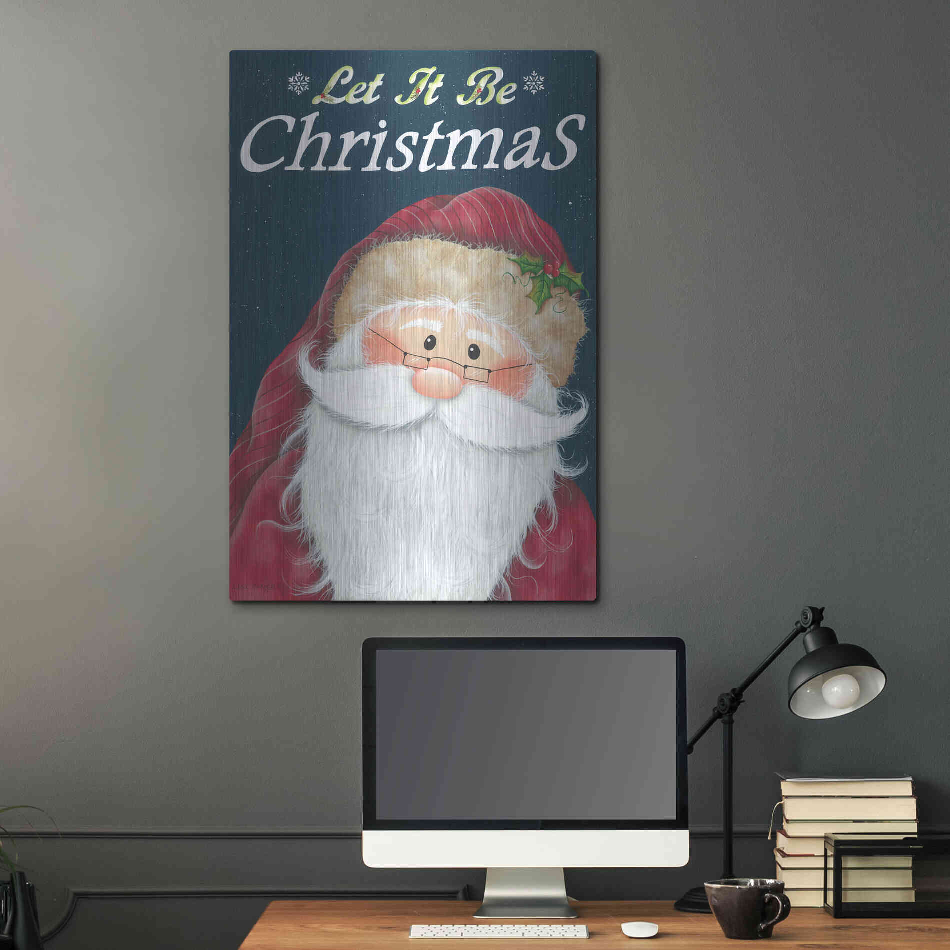 Luxe Metal Art 'Let It Be Christmas' by Lisa Kennedy, Metal Wall Art,24x36