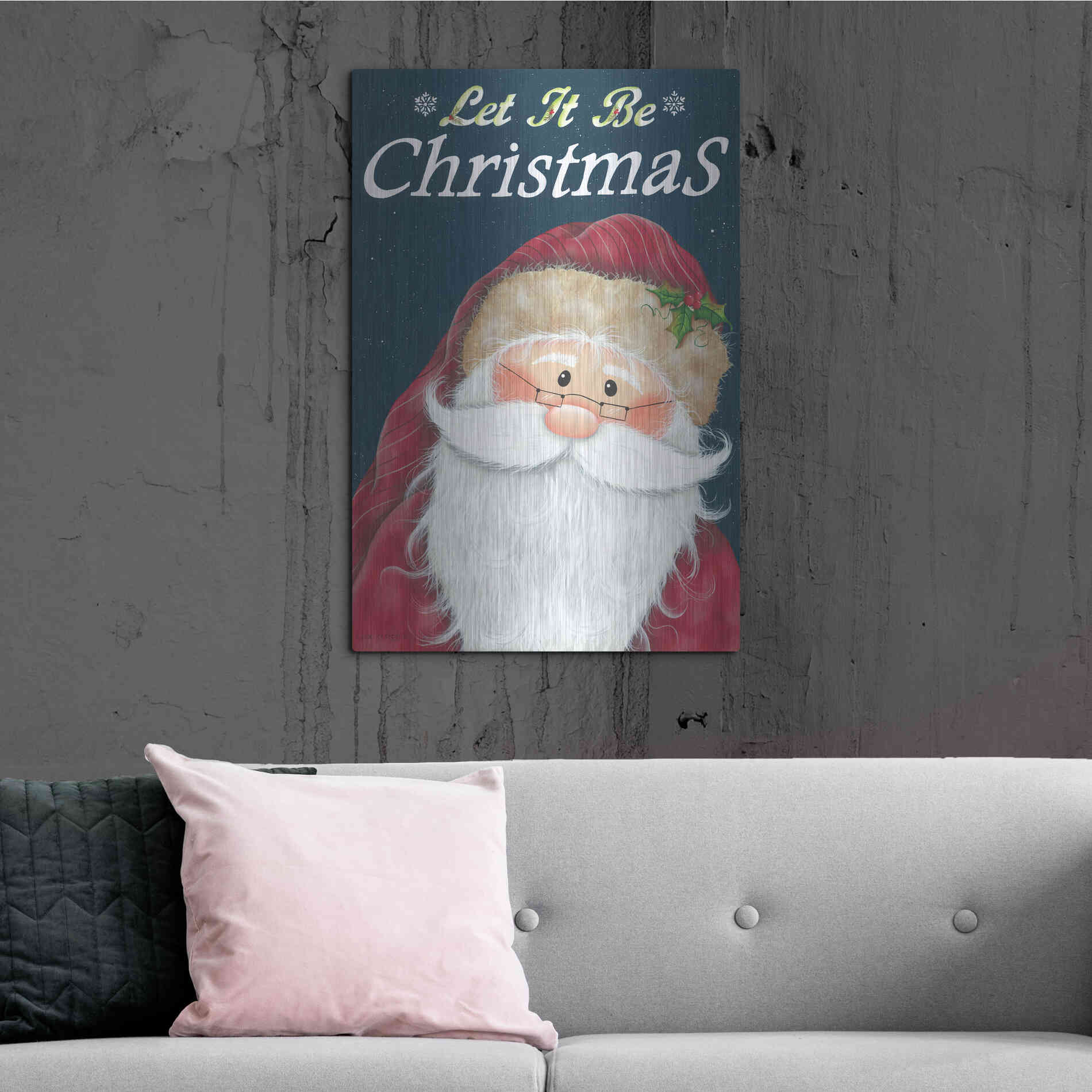 Luxe Metal Art 'Let It Be Christmas' by Lisa Kennedy, Metal Wall Art,24x36