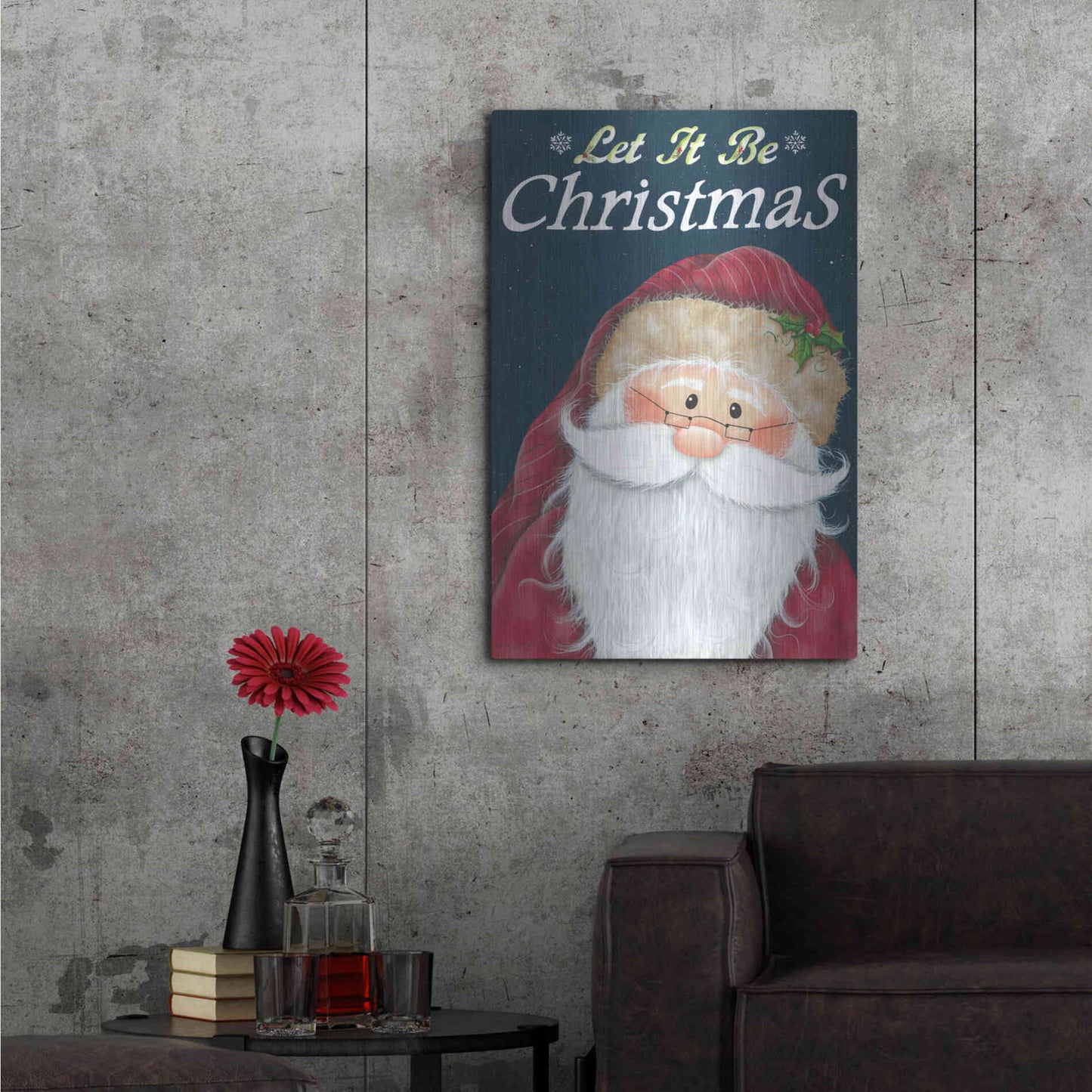 Luxe Metal Art 'Let It Be Christmas' by Lisa Kennedy, Metal Wall Art,24x36