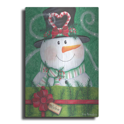 Luxe Metal Art 'Snowman Gift' by Lisa Kennedy, Metal Wall Art