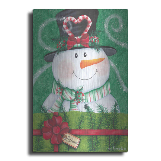 Luxe Metal Art 'Snowman Gift' by Lisa Kennedy, Metal Wall Art