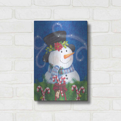 Luxe Metal Art 'Snowman & Candy Canes' by Lisa Kennedy, Metal Wall Art,12x16