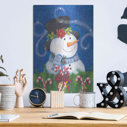 Luxe Metal Art 'Snowman & Candy Canes' by Lisa Kennedy, Metal Wall Art,12x16